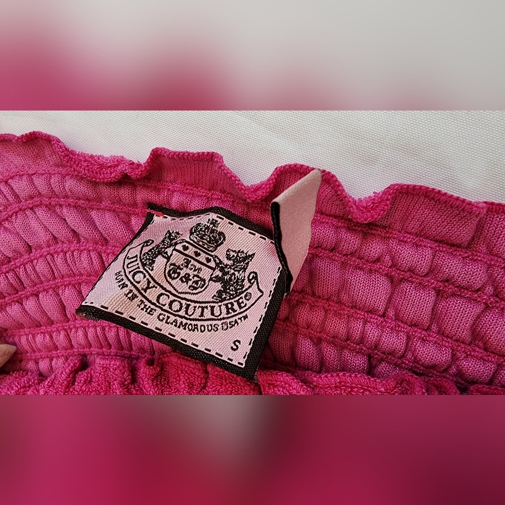Juicy Couture Bright Pink Smocked Strapless Top (sz small/petite) - Picture 2 of 14